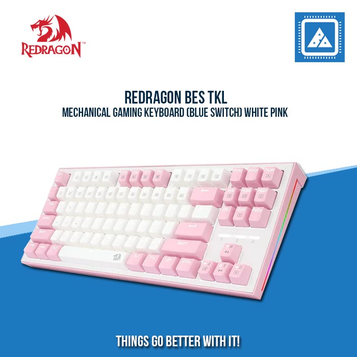 REDRAGON BES TKL MECHANICAL GAMING KEYBOARD (BLUE SWITCH) WHITE PINK|PINK WHITE REDRAGON BES TKL MECHANICAL GAMING KEYBOARD (BLUE SWITCH) WHITE PINK|PINK WHITE